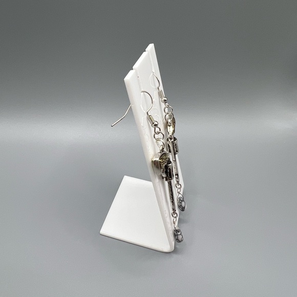 🆕 Silver and Black Revolver Earrings - Handmade #171 - Picture 4 of 4